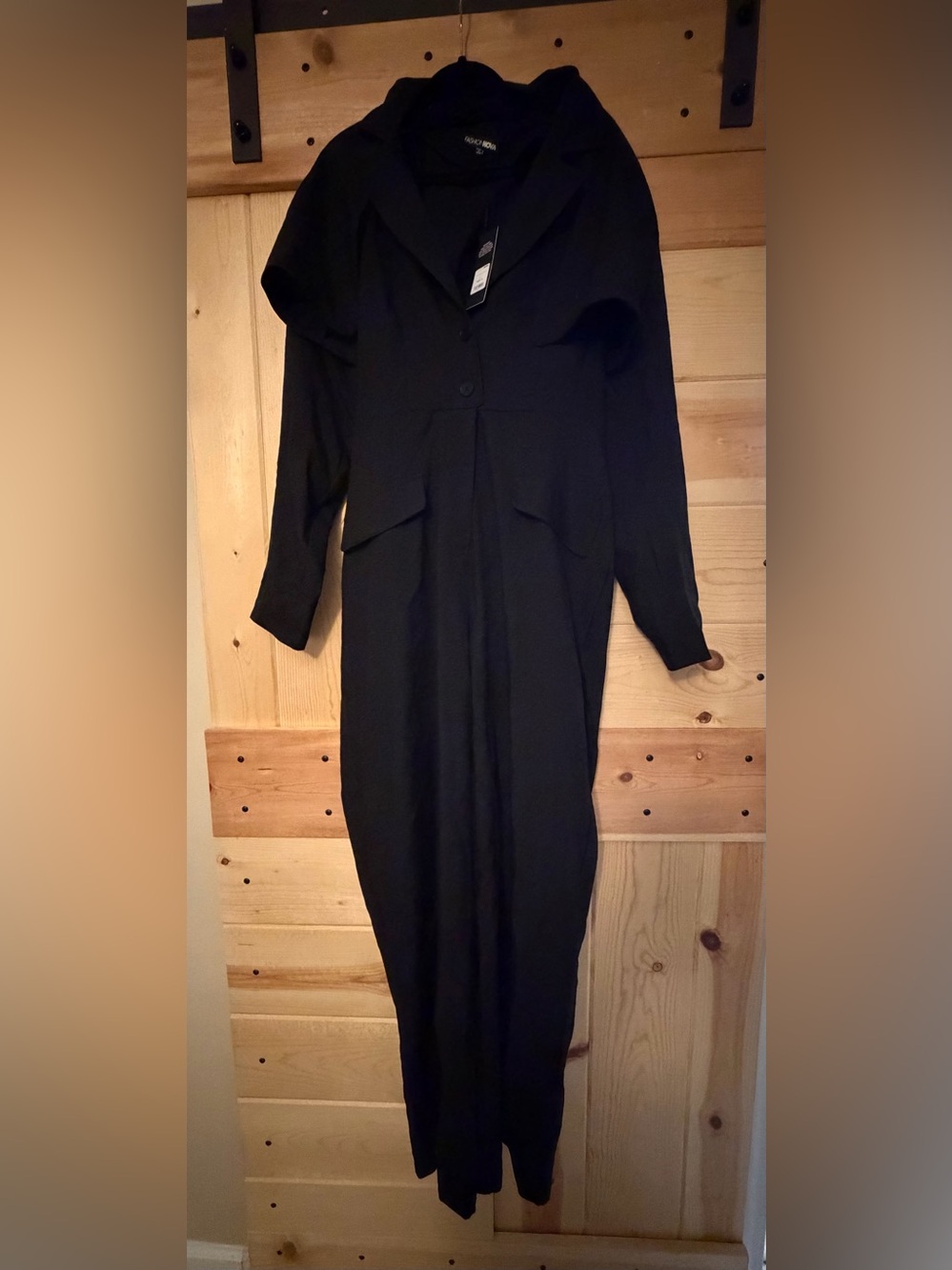 Fashion Nova Black Long Sleeve trench-style or tailored utility jump (129)